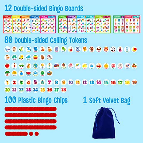 SpriteGru Alphabet Bingo Game, Uppercase/Lowercase/Number Bingo Game ABC and 123 Bingo Board Game for Kindergarten and Preschool Kids 4-8, Perfect for Classroom & At Home - style: ABC & 123 Bingo Game