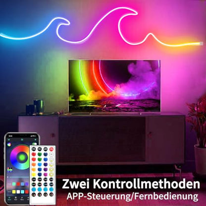 segrass 132Ft Neon Rope Lights,Flexible Led Rope Light Control with App/Remote,Multiple Mode Rope Lights,IP65 Outdoor RGB Led Neon Lights Waterproof,Music Sync Gaming Led Neon Light Strip for Bedroom