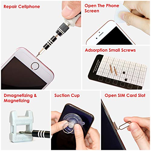 122 in 1 Precision Screwdriver Set With CR-V Steel Bits(Grey) | Magnetic Repair Tool Kit with Case for Repair Computer, Phone, PC, Cellphone, Laptop, Game Console, Watch, Glasses etc - color: Grey