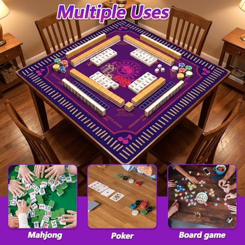 3MM Mahjong Mat 31.5” x 31.5” with Black Carrying Bag,Thickened Waterproof Anti Slip & Noise Reduction Gaming Mahjong for Table, Board Games, Poker,Dominoes and Card Games