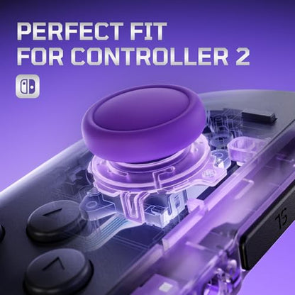 eXtremeRate Replacement 3D Joystick & Thumb Grips & Side Rail Shell Buttons for Nintendo Switch 2 JoyCon, Console Rail Stickers Left Right Analog Thumbsticks Caps for Switch 2 - Clear Atomic Purple - color: Clear Atomic Purple