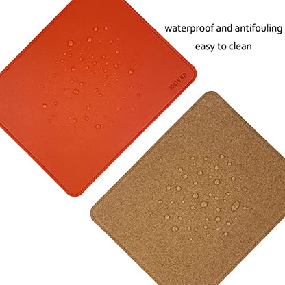 MelVan PU Leather Mouse Pad with Stitched Edge, Wood Mousepad, Waterproof Gaming Mouse Pad Mat for Computers, Laptop, Office & Home, 10.2" x 8.3", 1 Pack (Orange) - color: Orange
