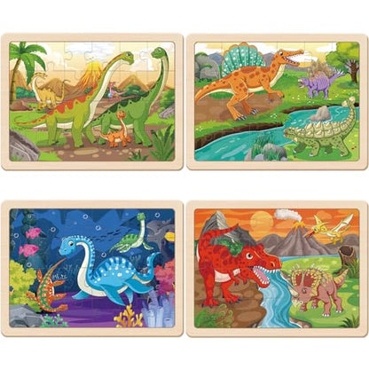 Puzzles for Kids Ages 4-6, 4 x 24 PCs Dinosaur Wooden Puzzles | Dinosaur Puzzles for Toddlers & Kids Ages 3-5, Preschool Educational Puzzles Toys, Birthday Gifts Set for Boys & Girls - color: Dinosaur