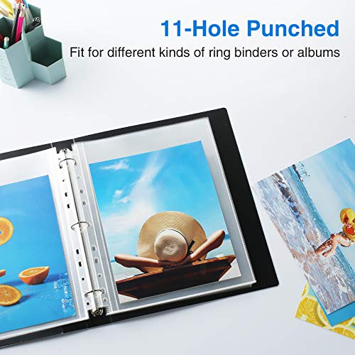 Sooez 30 Pack 8x10 Photo Sleeves for 3 Ring Binder, Hold 60 Pictures | Heavy Duty Plastic Binder Sleeves, Photo Album Refill Pages, Acid Free Archival Page Protector, Binder Inserts for Postcard - size: 8x10" 1-Pocket