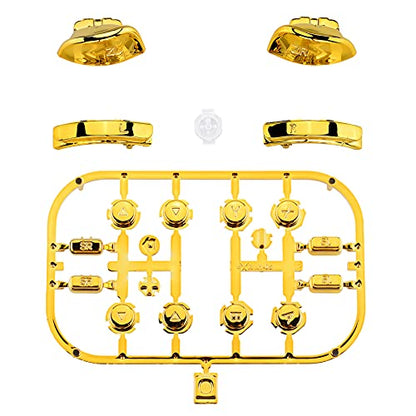 eXtremeRate Chrome Gold Full Set Replacement Buttons for Nintendo Switch & OLED JoyCon, ABXY Direction Keys SR SL L R ZR ZL + - Home Capture Trigger Buttons Springs - Controller Without - color: Chrome Gold