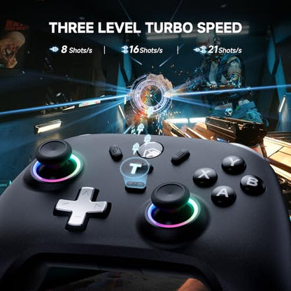 ECHTPower PC Gaming Controller–Wireless for PC with Hall-Effect Joysticks, 1000Hz Polling Rate, No Drift, Turbo & Vibration, Compatible with Windows/Switch/iOS/Android/Steam –Place & Charge Dock - color: Black2