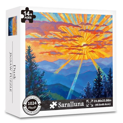 Puzzle for Adults 1024 Pieces, Bold Sunset Mountain Scene Puzzle, Challening Impossible Difficult Hard Fun 1024 Pieces Jigsaw Puzzles for Adults - color: Dusk 1024 Pieces