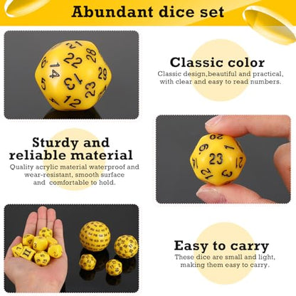 Civaner 15 Pcs Complete Polyhedral Dice Set D3-D100 Spherical RPG Dice Set in Opaque Black, 100 Sides for Role Playing Table Games Party Supplies(Yellow and Black) - color: Yellow and Black