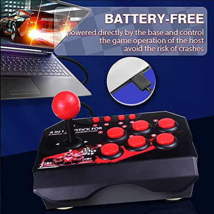 Fight Stick, Wired Joystick Features a Spherical Metal Joystick and 6 Round Control Buttons, Wired Joystick Games Accessories, Play All Types of Games