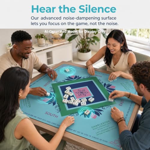Non-Slip 31.5x31.5 in Noise Reduction Mahjong Game Mat, Lotus | Multi-use Waterproof Table Pad for Mahjong, Poker, Board Games, Card Games & Dominoes, Foldable Gaming Desk Mat - style: Lotus Serenity