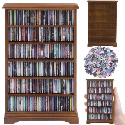 Mini Bookshelf with 180pcs Mini Books Miniature Anxiety Bookshelf Ornament | Tiny Small Bookshelf Dollhouse Decor Shake Away Your Anxiety for Book Lovers Gift Home Room Office - style: Mini Books with Bookshelf