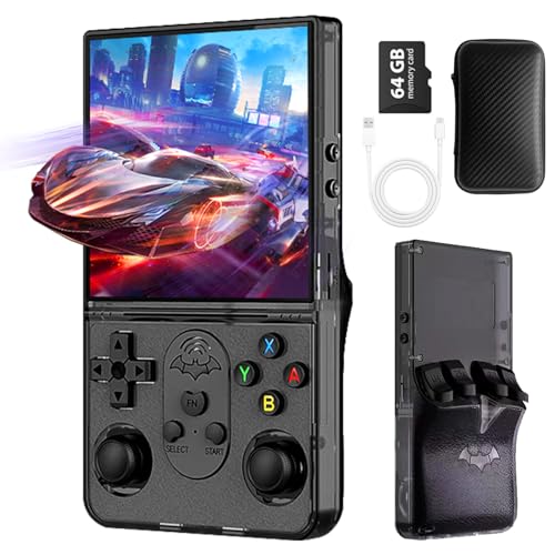 S600 Retro Gaming Console, Retro Handheld Console 4.0'' Screen Linux System, 64G TF Card, Support 30+ Simulators, 3500mAh Rechargeable Portable Pocket Arcade - color: Black