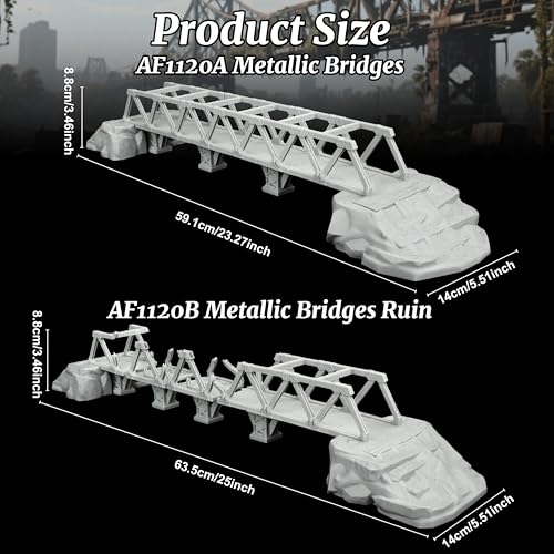 28mm Scenery - RPG Terrain Set for TTRPG Battle Maps(AF1120A) | Wargame Scenery Map Props for Dungeon Masters - Metallic Bridges - color: Af1120a Bridges
