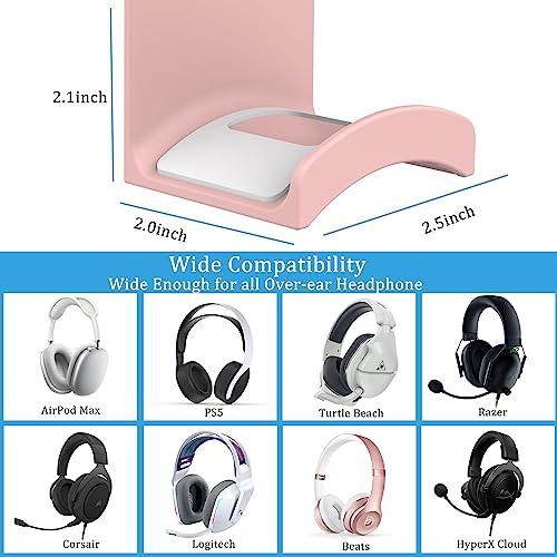 SOKUSIN Headphone Stand Headset Holder - Adhesive Gaming Earphones Hanger, Universal Desk Wall Mount Hook for All Headphone/Controller, Compatible with Beats, AirPods Max,Sony, JBL (Pink) - color: Pink