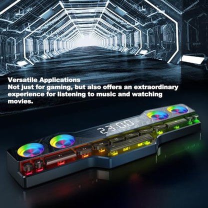 Yunseity RGB Laptop SoundBar, Lossless Fidelity Dynamic Bluetooth Computer Speakers, Colorful Light Gaming PC Sound Bar, USB Powered Speakers for PC Desktop Monitor, Yunseity1ga0ns4rhm