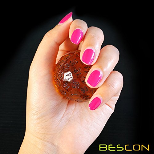 Bescon Translucent Polyhedral Dice 100 Sides Dice, Transparent D100 die, 100 Sided Cube, D100 Game Dice,100-Sided Cube of Amber - color: Amber D100