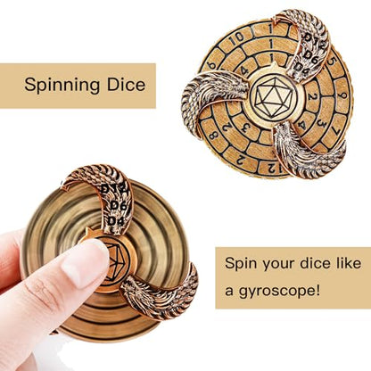 7-in-1 Spinner DND Dice Set, Rotate Metal Rotate Dungeons and Dragons DND Compass Dice, Cool RPG Role Playing Table Game Dice(Gold) - color: Gold
