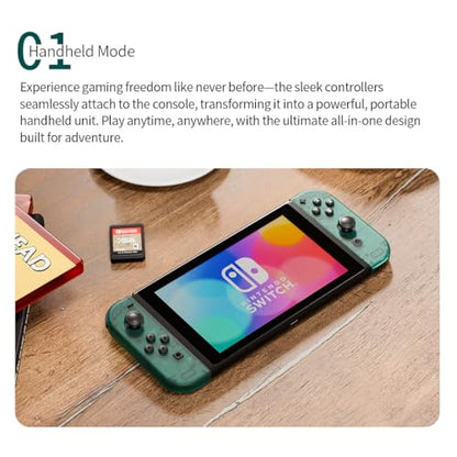 Tideal Set of Replacement Controller for Nintendo Switch - Compatible with Nintendo Switch (1) / OLED/Lite - Dual Vibration/Motion Control / 6-Axis Gyro (Transparent Dark Green) - color: Transparent Dark Green