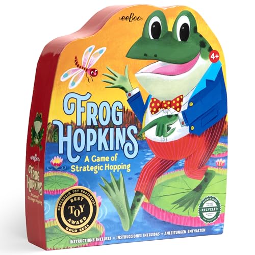 eeBoo Frog Hopkins Shaped Board Game - Award Winning Spatial Strategy & Frog Hopping Game, Screen-Free Fun for 2-4 Players, Kids Ages 4 and up - style: Frog Hopkins