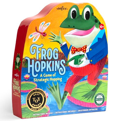 eeBoo Frog Hopkins Shaped Board Game - Award Winning Spatial Strategy & Frog Hopping Game, Screen-Free Fun for 2-4 Players, Kids Ages 4 and up - style: Frog Hopkins
