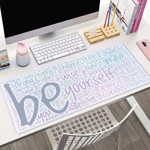 Be Yourself Large Gaming Mouse Pad for Desk, Desk Mat with Seamed Edges, Waterproof Desk Pad, Non-Slip Rubber Base, 31.5x11.8 Inch Keyboard Pad Computer Mat, Big XL Mousepad - color: Be Yourself
