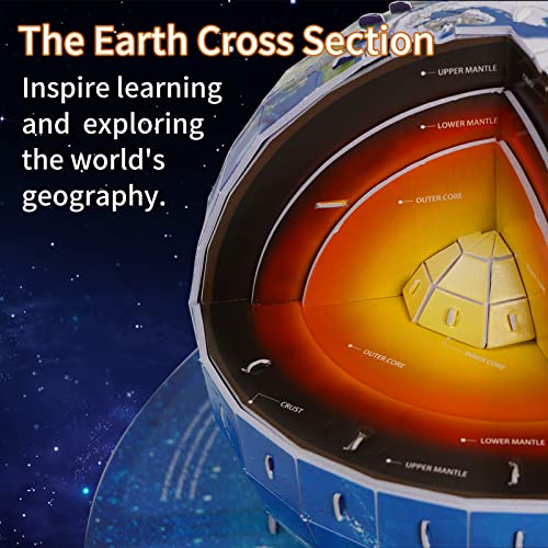 3D Puzzles for Kids Ages 8-10-12-14 Earth Globe DIY Geography Puzzle, Educational Learning Toys 3D Jigsaw World Globe Map Model Kit Teaching Aids Birthday for Boys Girls, 50 Pieces - style: Earth Globe