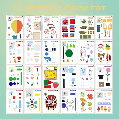 3D Printer Drawing Molds Paper Stencils for 3D Printing Pen,Reusable Graffiti Template,3D Pen Paper Stencils,42 Sheets 65 Patterns with PVC Transparent Board.(Large) - size: Large