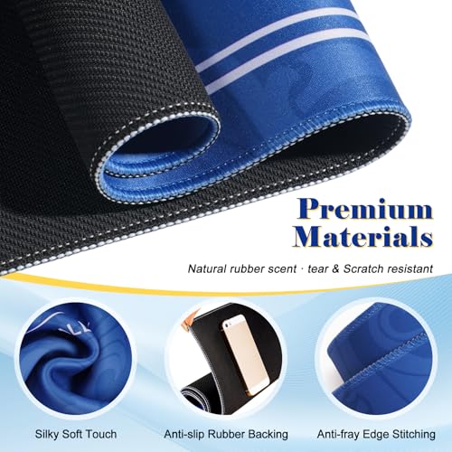 Shipped Rolled Mahjong Mat with Rules Without Creases, 3mm, 32.5" x 32.5" | Anti-Slip Rubber Base, Travel-ready with Carry Bag, Soft & Water-Repellent Surface, Noise-Reduce, for Poker & Card game - color: Blue