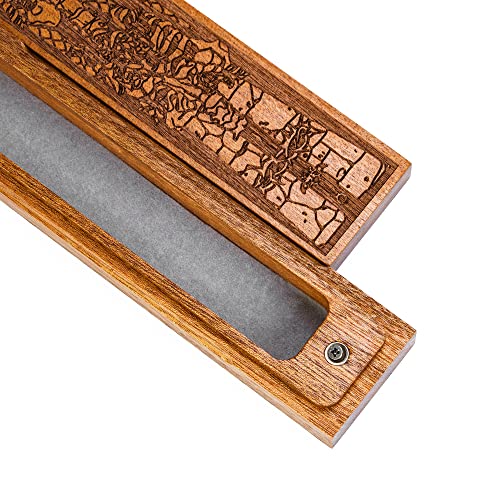 Sapele Wooden DND Dice Box, D&D Dice Holder 7 Die Dice Case with Felt Lined Magnetic Lid for D&D Tabletop Game(Skull & Roses) - color: Skull & Roses