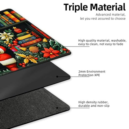 for MTG Playmat TCG Card Game Mat with Stitched Edges,Board Game Mats Non-Slip Waterproof Rubber Base 24 x 14 inch for CCG RPG DTCG Trading Card,Santa Reading Books - color: Santa Reading Books