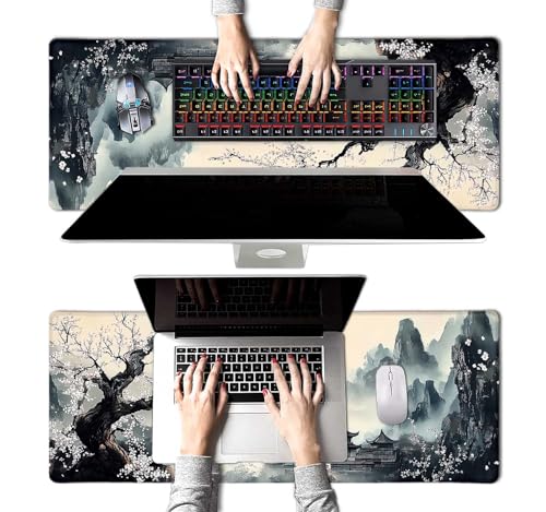 Large Mouse Pad, Desk Mat Computer Keyboard Pad Non-Slip Rubber Base Waterproof with Stitched Edges for Laptop Gaming, Office & Home 31.5 x 11.8 Inch (XL-02) - color: Xl-02