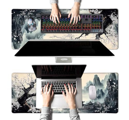 Large Mouse Pad, Desk Mat Computer Keyboard Pad Non-Slip Rubber Base Waterproof with Stitched Edges for Laptop Gaming, Office & Home 31.5 x 11.8 Inch (XL-02) - color: Xl-02