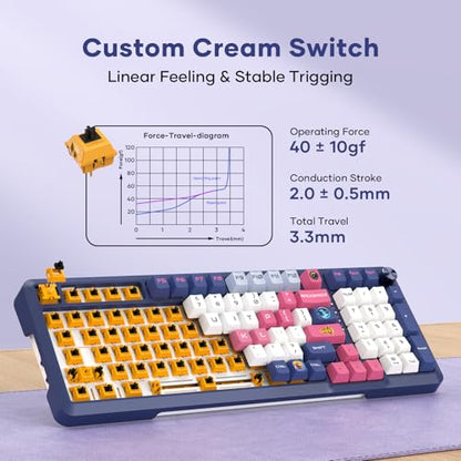 RisoPhy Wireless Mechanical Keyboard, 98 Keys RGB Gasket 2.4GHz/Wired/Bluetooth Keyboard with Custom Hi-Fi Linear Switch, Hot-Swap Socket GamingKeyboard, PBT Keycaps/Knob Control ComputerKeyboard