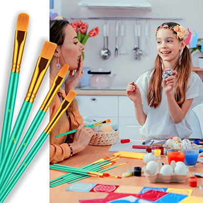 Paint Brushes Set, 30 Pcs Paint Brushes for Acrylic Painting, Oil Watercolor Acrylic Paint Brush, Artist Paintbrushes for Body Face Rock Canvas, Adult Drawing Arts Crafts Supplies, Green - color: Green,nickel