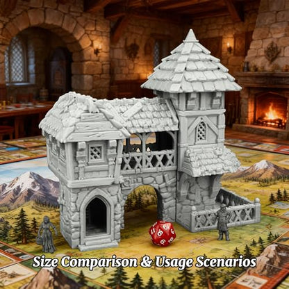AUSPDICE Tudor Style Village Home, 25mm Unpainted Medieval RPG Terrain | 1:64 High-Detail Fantasy Building for DND, Dungeons and Dragons, Tabletop Scenery, TTRPG Campaigns, Wargames-AF1124C - color: Af1124c Medieval Village C