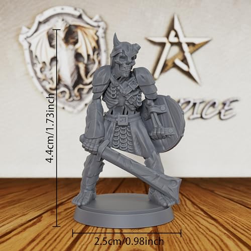 AUSPDICE Fantasy Tabletop RPG Miniature: Unpainted 28mm Skeleton Warrior for DND Campaigns, Customizable Undead Figure for Dungeon Encounters & Army Building-AS125