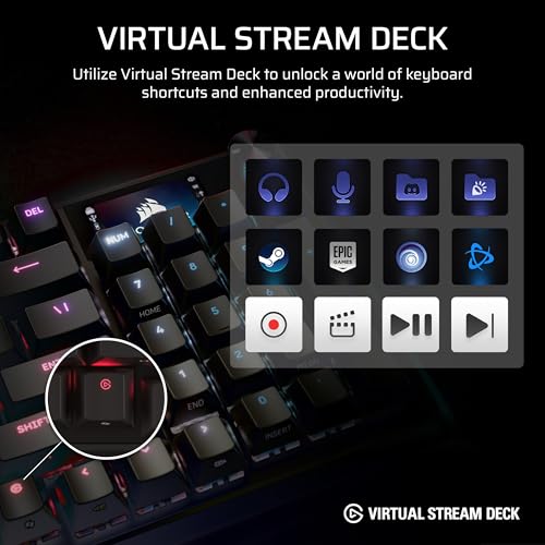Corsair Vanguard 96 Wireless Mechanical RGB Gaming Keyboard – QWERTY US, 96% Layout, Hot-Swappable MLX Switches, 8000Hz Hyper-Polling, Stream Deck Integration, Flashtap SOCD – Black