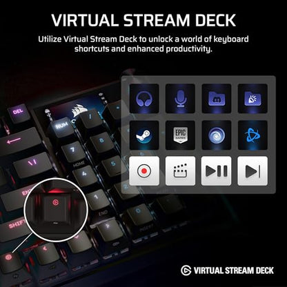 Corsair Vanguard 96 Wireless Mechanical RGB Gaming Keyboard – QWERTY US, 96% Layout, Hot-Swappable MLX Switches, 8000Hz Hyper-Polling, Stream Deck Integration, Flashtap SOCD – Black