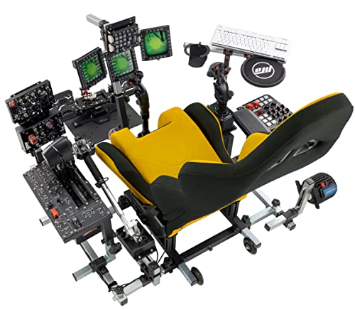 SimFab Modular Flight Simulator Cockpit For Combat Simulation. DCS Edition. Compatible With Thrustmaster Warthog, WinWing, VirPil, VKB And Alike Controls. Upgradable To General Aviation, Space Sim Or Sim Racing. (yellow seat) - color: yellow seat
