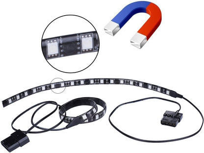 DS Blue PC LED Flexible Light Strip Computer Lighting with Magnetic Design for Computer Case Lighting Kit, Blue Desk Moon Lamp (11.8inch, S Series) - color: Blue