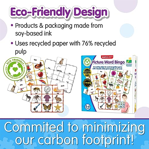 The Learning Journey: Match It! Bingo - Picture Word - Reading Game for Preschool and Kindergarten 36 Picture Word Cards, 9.5" H x 8" W x 0.1" D - style: Picture Word