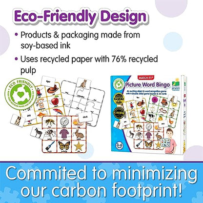 The Learning Journey: Match It! Bingo - Picture Word - Reading Game for Preschool and Kindergarten 36 Picture Word Cards, 9.5" H x 8" W x 0.1" D - style: Picture Word