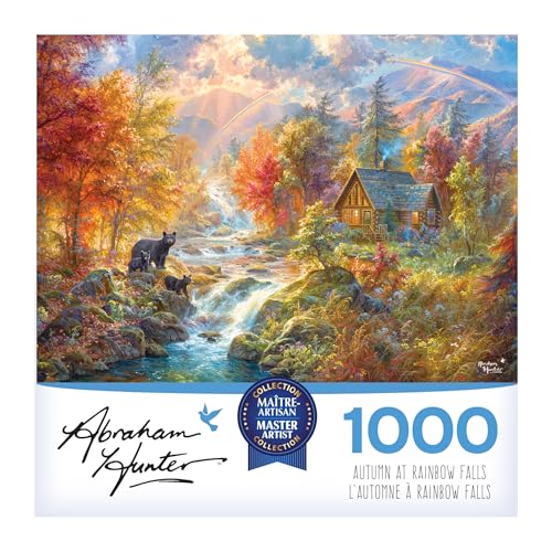 RoseArt - Abraham Hunter - Autumn at Rainbow Falls - 1000 Piece Jigsaw Puzzle for Adults - style: Autumn at Rainbow Falls