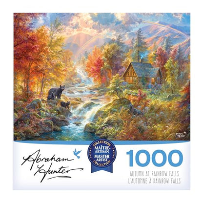 RoseArt - Abraham Hunter - Autumn at Rainbow Falls - 1000 Piece Jigsaw Puzzle for Adults - style: Autumn at Rainbow Falls