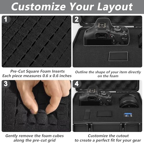ICIMBI 11 Inch Foam Case with Customizable Foam for Test Instruments, Camera Accessories, Equipment, Electronics, and Tools & More – 11.4 x 9.8 x 5.7 Inches