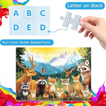 Jeacirio Kids Puzzles Ages 5-8 - Wild Animals Puzzles 100 Piece Jigsaw Puzzles for Kids Ages 4-6 Toddler Puzzle, World of Animals Collection Puzzles Gift Educational Toys for Boys and Girls 4-Pack - style: World of Animals