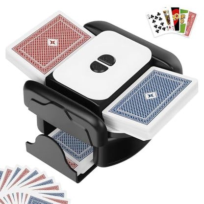 BEE&FLOWER Card Shuffler 2600mAh Rechargeable Auto-Stop Automatic Card Shuffler Low Noise Fits 1-2 Decks Compatible with Poker, UNO, Blackjack, Phase 10 | Black & White