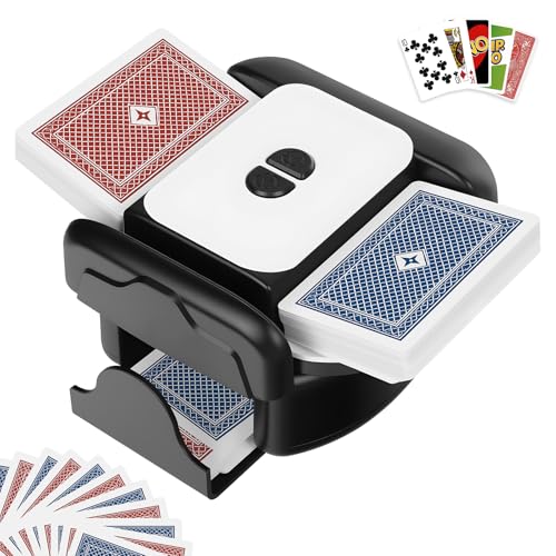 BEE&FLOWER Card Shuffler 2600mAh Rechargeable Auto-Stop Automatic Card Shuffler Low Noise Fits 1-2 Decks Compatible with Poker, UNO, Blackjack, Phase 10 | Black & White