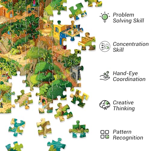 500 Piece Jigsaw Puzzles for Adults, Lost Jungle City Puzzle, Tropical Paradise Landscape, Ancient Ruins Waterfall Puzzle, Colorful Fantasy Island, Adventure Nature Artwork, 20.5 x 15 - style: Forest Maze