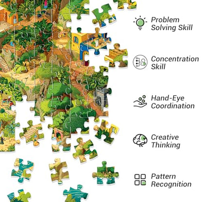 500 Piece Jigsaw Puzzles for Adults, Lost Jungle City Puzzle, Tropical Paradise Landscape, Ancient Ruins Waterfall Puzzle, Colorful Fantasy Island, Adventure Nature Artwork, 20.5 x 15 - style: Forest Maze